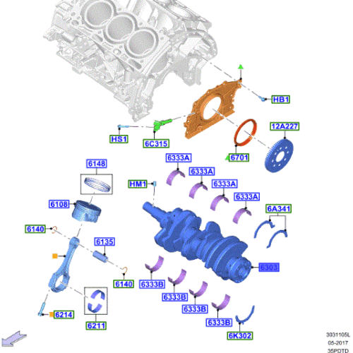 BRAND NEW OEM CRANKSHAFT 3.5L DOHC TURBO|3.5L DOHC GTDI EXPLORER|EXPEDITION|F-150 RAPTOR  2016-2020 JL3Z-6303-B |JL3Z-6303-C
