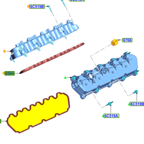 Brand New OEM Gasket valve Cover RH or LH  7.3L 2V DEVCT PFI V8, Gasoline E-150-550|F250-550 Super Duty|F-650-750 LC3Z-6584-A