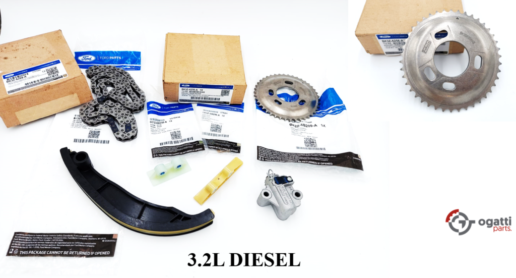 Brand New OEM Timing Chain Kit 3.2L Diesel Power Stroke 5 Cyl, Set 7 Pieces, Engine Repair Kit (OG-60-3.2L-7-1) - Imagen 3