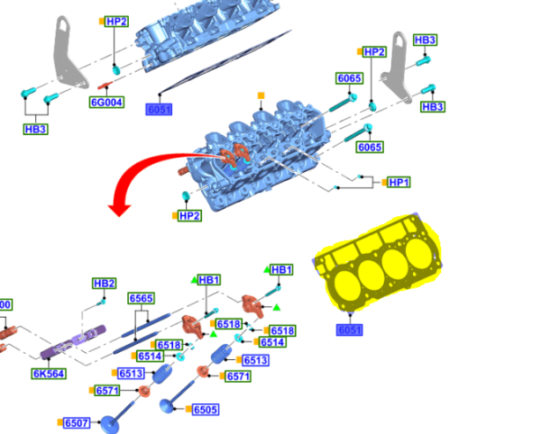 Brand New OEM Gasket Cylinder Head LH [Driver side]  7.3L 2V DEVCT PFI V8, Gasoline E-150-550|F250-550 Super Duty|F-650-750 LC3Z-6051-B