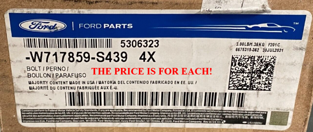 BRAND NEW OEM ONE HARDWARE BOLT CROSSMENBER EXPLORER, MUSTANG  2010-2019 W-714471-S439 OR W-717859-S439 - Imagen 6